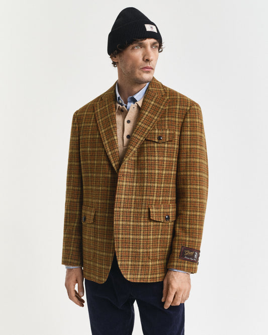 Relaxed Fit Checked Tweed Blazer